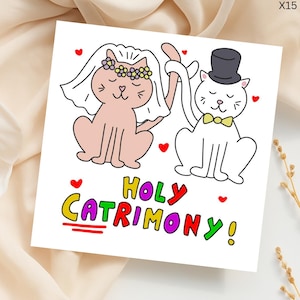 Funny Cat Wedding Card: Holy Catrimony - Rude Engagement Card