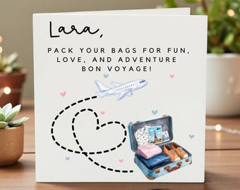 Personalised Adventure Awaits Card, Travel Farewell Card, Going