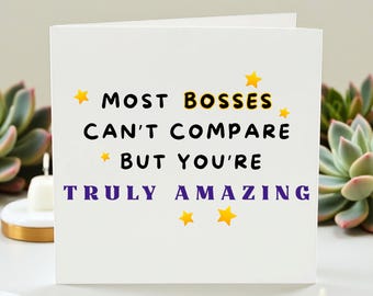 Funny Boss Appreciation Card, Thank You Gift for Boss, Amazing Boss Card, Manager Birthday Gift, Leaving Gift for Boss, Work Colleague Card