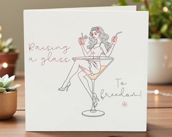 Tarjeta de despedida de soltera - Tarjeta personalizada de feliz despedida de soltera, tarjeta para despedida de soltera, grupo de amigas / Tarjeta divertida de despedida de soltera con un brindis final por la soltería