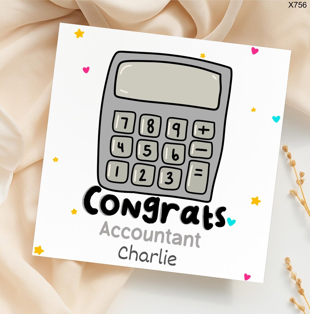 Congrats Accountant Card, Personalized Accounting Greeting Card, Cute Calculator Card-custom ...