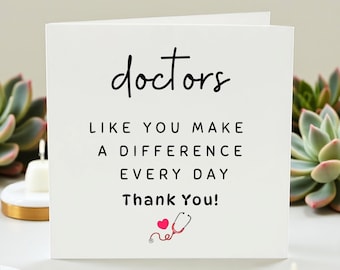 Tarjeta de agradecimiento para el médico, tarjeta de reconocimiento para el médico, tarjeta de agradecimiento para el personal médico, tarjeta para el trabajador de la salud, tarjeta de regalo para el médico