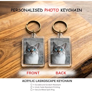 Personalised Double-Sided Acrylic Landscape Photo Keychain with Metal Split Ring