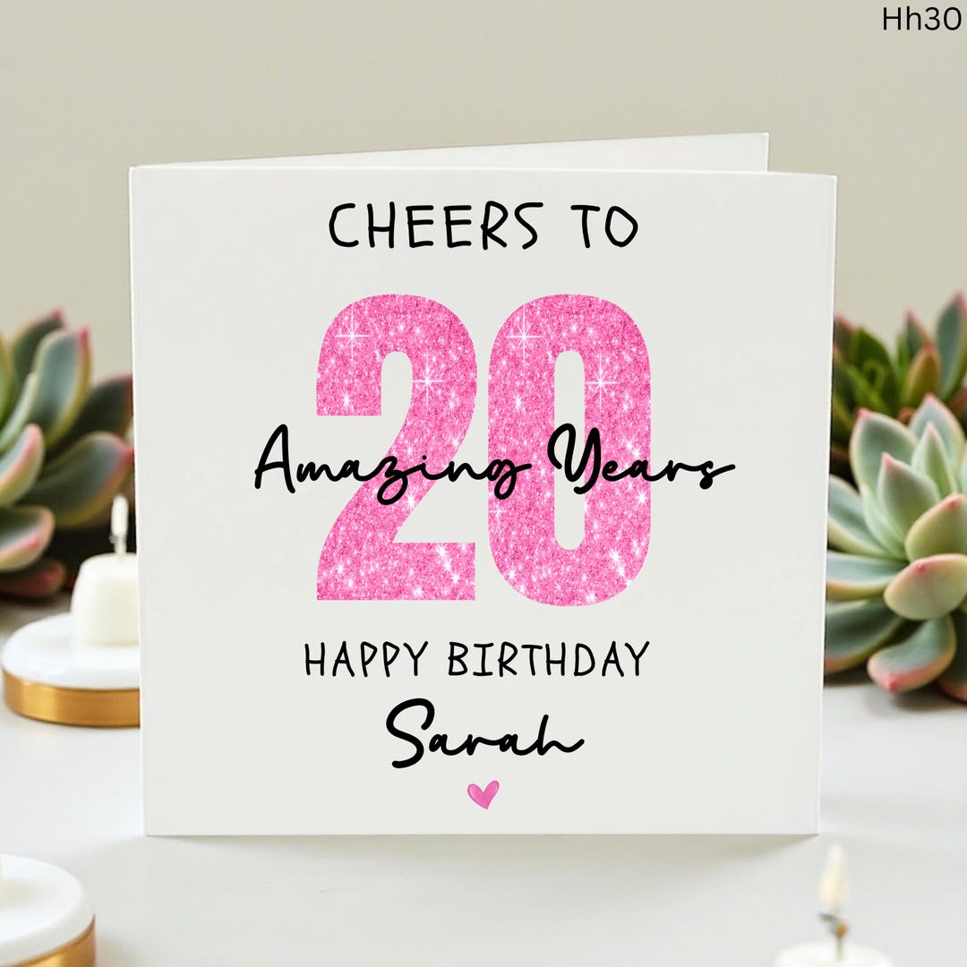 Personalized 20th Birthday Card for Sarah, Cheers to 20 Years Card ...