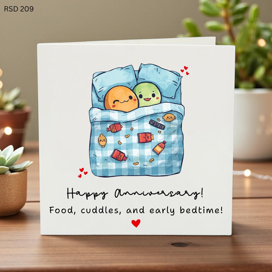 Funny Anniversary Card for Husband or Wife, Food Cuddles and Early ...