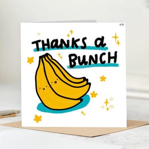 Banana Pun Thank You Card – Thanks a Bunch Gift, Funny Thank You Card, Appreciation Card , Thank You Card