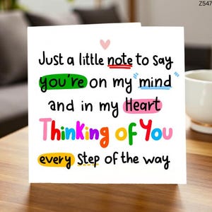 Just a Little Note to Say, You’re on My Mind, Thinking of You, Heartfelt Message Card, Every Step of the Way