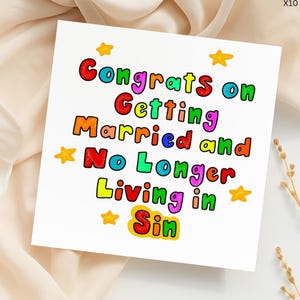 Funny Wedding Congratulations Card: No Longer Living In Sin