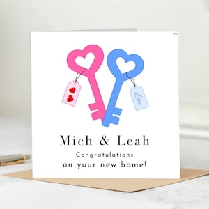 Handmade Congratulations Card for New Homeowners-Personalized Mich&Leah Housewarming Greeting Card-Love Tag New Home Card,New Home Gift Card