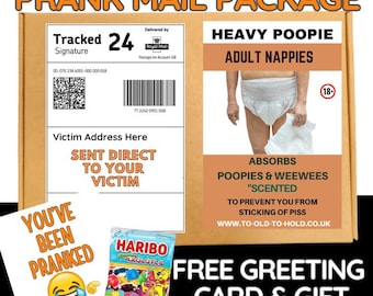 Funny Prank Mail-pakket: cadeau met snoep en wenskaart
