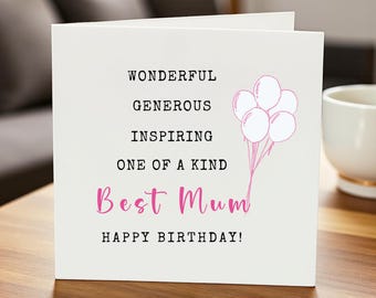 Personalised Best Mum Birthday Card Loving Sentimental Heartfelt Mother Gift Custom Message One Of A Kind Mum Keepsake Card