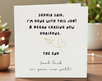 Divertente biglietto di auguri personalizzato per un nuovo lavoro, regalo di addio per un collega, biglietto di auguri per un amico che lascia il lavoro, buona fortuna per il tuo nuovo percorso, biglietto di auguri per la pensione per una donna