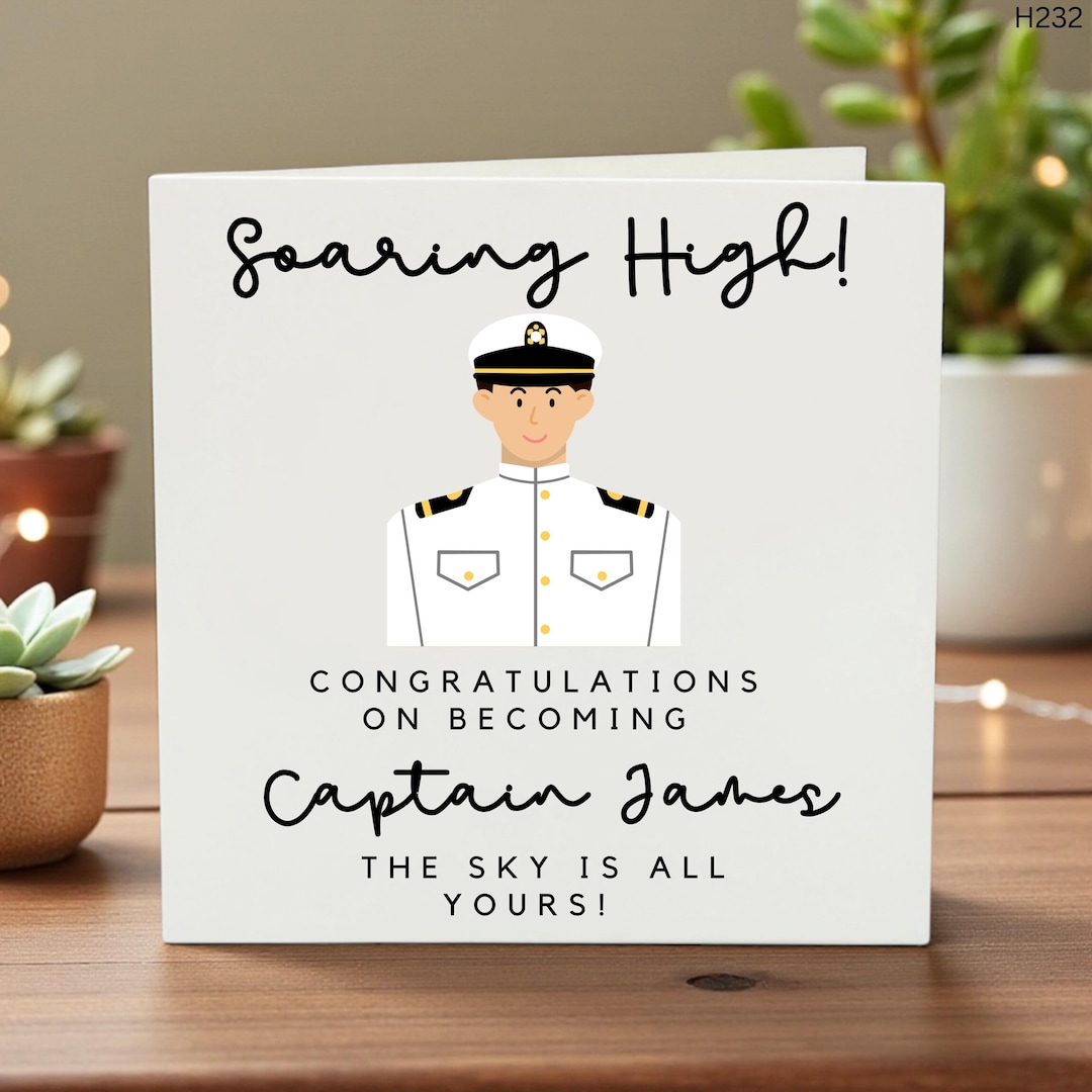 Personalised Pilot Congratulations Card Custom Name Captain Promotion ...