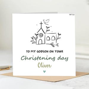 Floral Church Design Personalised Christening Card – Custom Baptism Card for Baby Girl with Name Personalisation, baptism card