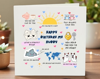 Geburtstagskarte für Ehemann, süße Wortspiele Ehemann-Geburtstag, kundenspezifische romantische Karte für Ehemann, lustiges Ehemann-Geburtstagsgeschenk, einzigartige Ehemann-Geburtstagskarte
