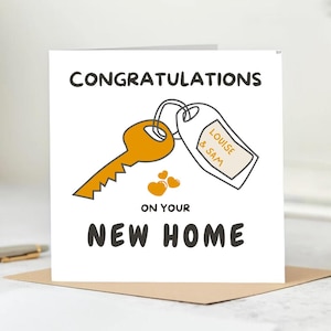 Congratulations New Home Card- Personalized with Louise & Sam Name Tag, Housewarming Greeting Card, Moving In Card, New House Gift Card