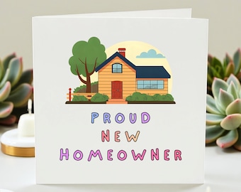 Carte Fier propriétaire d'une maison neuve, Carte de voeux pour une nouvelle maison, Carte de pendaison de crémaillère, Carte de déménagement, Cadeau pour une première maison, Carte de félicitations pour une nouvelle maison