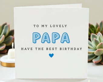Papa Birthday Card, Personalised Papa Card, Lovely Papa Birthday Gift, Best Birthday Card For Papa, Cute Blue Heart Card