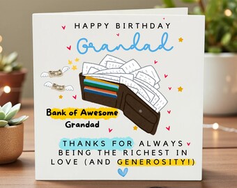 Happy Birthday GranDad - Most Generous Bank In World - Birthday Greetings Card for Grandad, Funny Rude Offensive Bank of Grandad Joke
