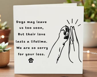 Dog Loss Sympathy Card, Pet Loss Condolence, Sorry for Your Loss Card, Paw Print Memory Card, Dog Memorial Card, Pet Sympathy Card