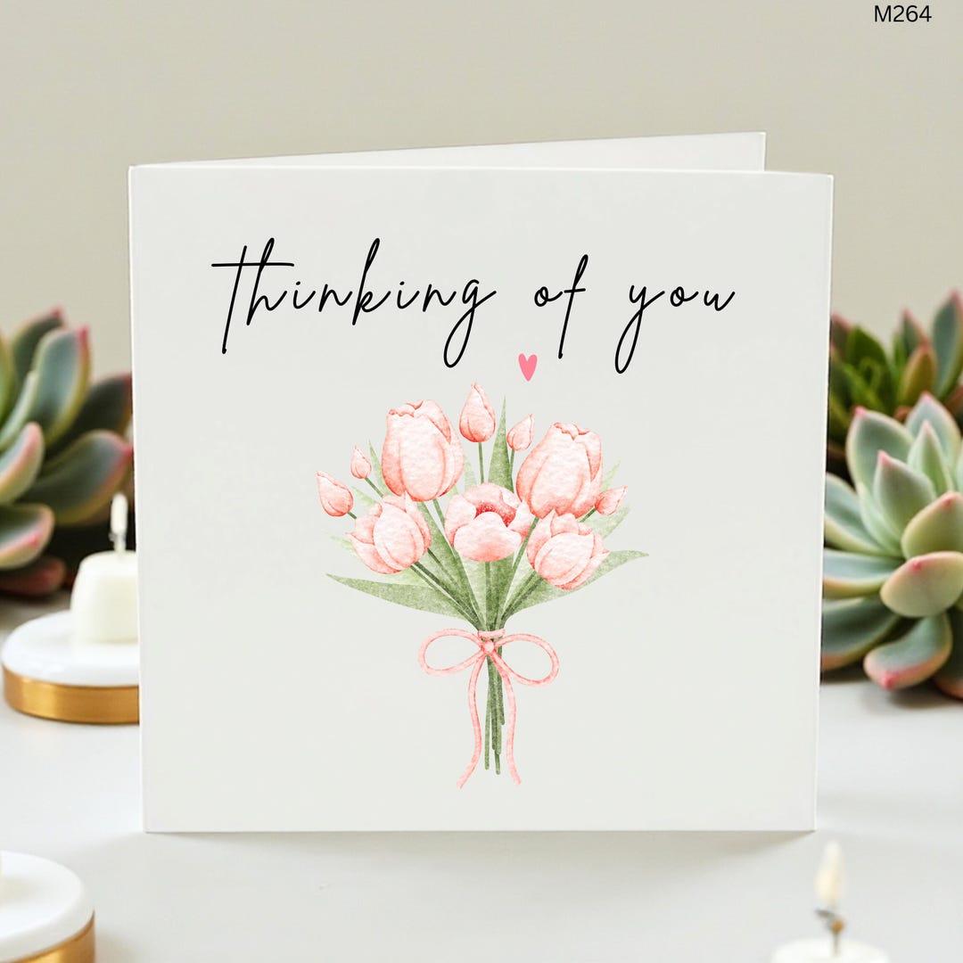 Thinking of You Card Watercolor Tulip Floral Greeting Card, Sympathy ...