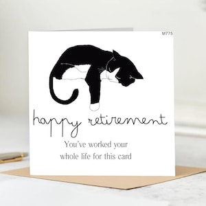 Happy Retirement Card with Cute Sleeping Cat – Funny Work Retirement Greeting – Personalized Retirement Card,Happy Retirement Card