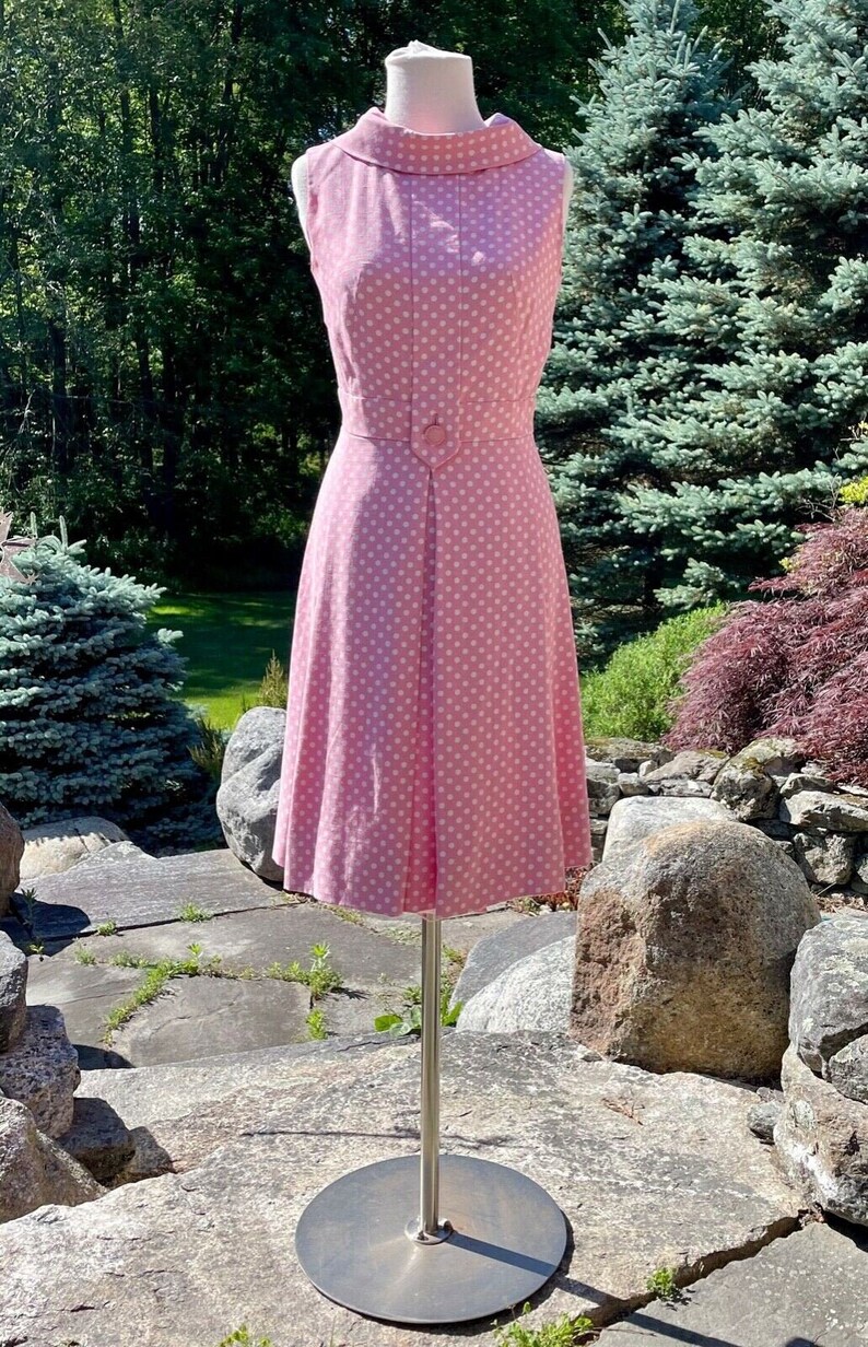 Vintage Suzy Perette Pink & White Polka Dot Sweet Summer Party Dress image 1