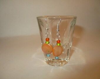 orange mother of pearl earrings