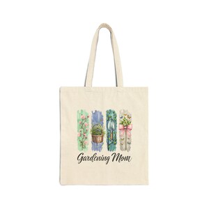 Gardening Mom Tote Bag | tote Canvas Bag for Gardeners, Gift for Mother&#39;s Day, Floral Design, Reusable Shopping Bag, Plant Lover