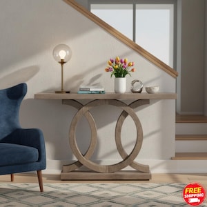 55” Geometric Narrow Console Table Entryway Accent