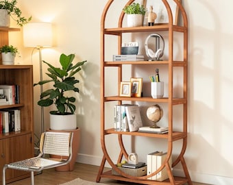 5-Tier Arched Bookshelf Tall Open Display Rack