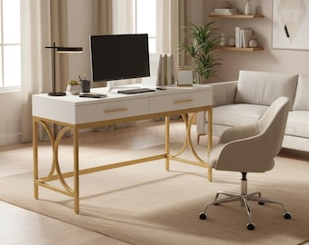 41" Modern Computer Desk with 2 Drawers for Home Office