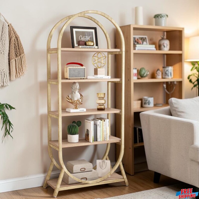 Open Shelf Rack Design 5-tier Arched Bookshelf Tall Open Display Rack - Etsy