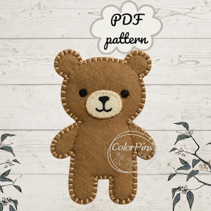 Felt Bear. PDF pattern . Create a cute, simple felt Bear using basic sewing techniques. Perfect for beginners! FeltCraft  DIY Easy Handmade