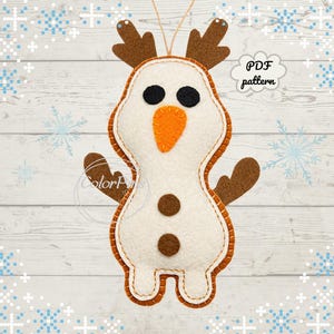 Felt Reindeer Snowman .PDF pattern. Create simple felt toy using basic sewing techniques. Perfect for beginners!FeltCraft  DIY Handmade