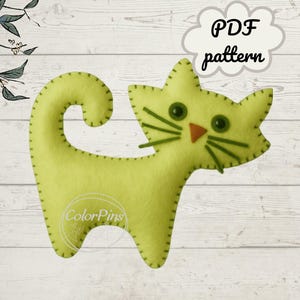Felt Cat Easy. PDF pattern . Create a cute, simple felt cat using basic sewing techniques. Perfect for beginners! FeltCraft  DIY Handmade