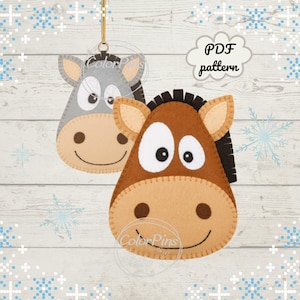 Felt DIY Felt Horse Ornament PDF pattern. Create a cute,simple felt toy using basic sewing techniques. Perfect for beginners! Felt Horse