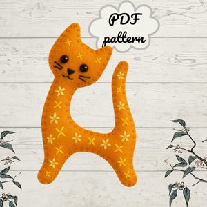 Felt Cat Easy. PDF pattern . Create a cute, simple felt cat using basic sewing techniques. Perfect for beginners! FeltCraft  DIY Handmade
