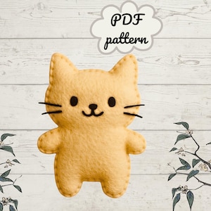 Felt Cat Easy. PDF pattern . Create a cute, simple felt cat using basic sewing techniques. Perfect for beginners! FeltCraft  DIY Handmade