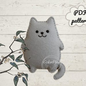 Felt Cat Easy. PDF pattern . Create a cute, simple felt cat using basic sewing techniques. Perfect for beginners! FeltCraft  DIY Handmade