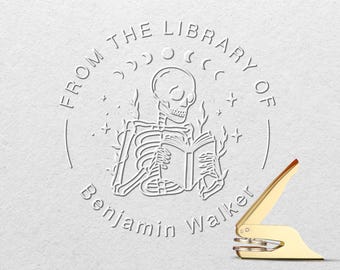 Timbro per libri personalizzato: timbro per biblioteca personalizzato, design in metallo