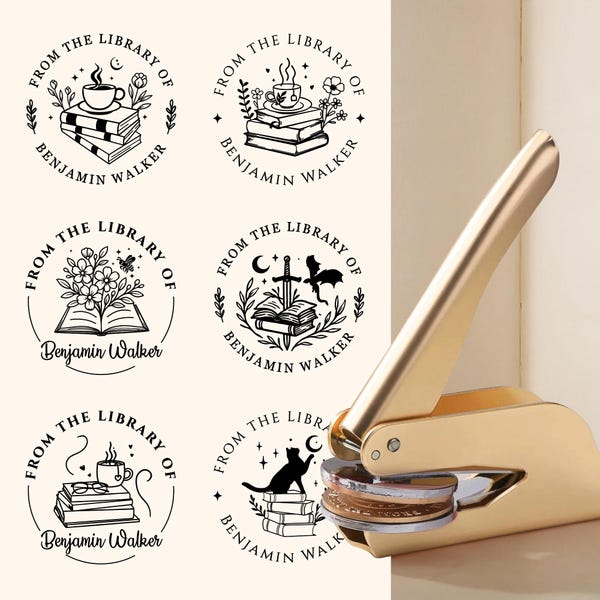 Boekembosser gepersonaliseerde/aangepaste boekstempel/bibliotheek reliëfstempel/ex libris/uit de bibliotheek van/kerstcadeau voor boekenliefhebbers