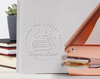 Timbro per libri personalizzato: timbro per biblioteca personalizzato, design in metallo