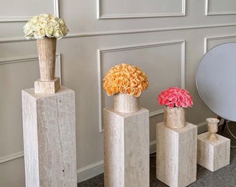 Custom Handmade Travertine Side Table: Natural Stone End Table, nightstand, wabi-sabi style