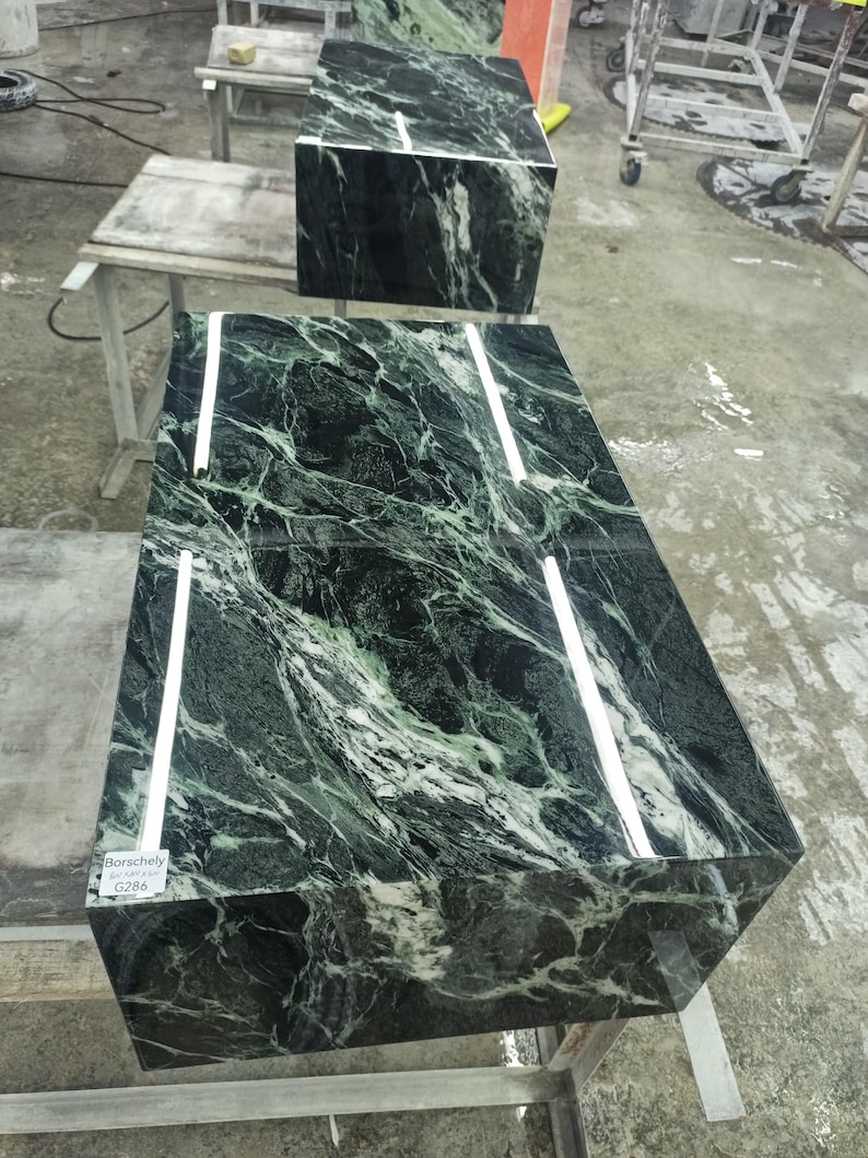 Mesa de centro minimalista de mármol verde / Centro de mesa de lujo para sala de estar, elegancia atemporal / Clásico Verde alpi 80*50*30cm(3)