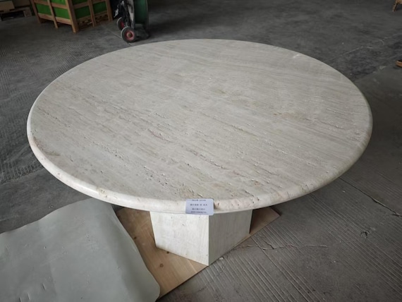 Celestial Marble Furniture, Natural Travertine Round dining table, Vintage stylish, Matte effect