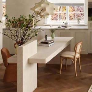 Mesa de comedor rectangular de travertino de 260 cm / Mesa de piedra natural / Hogar de lujo minimalista hecho a mano