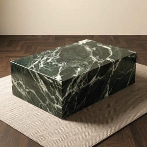 Mesa de centro minimalista de mármol verde / Centro de mesa de lujo para sala de estar, elegancia atemporal / Clásico Verde alpi imagen 1