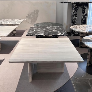 Luxury Square Coffee Table - Natural Italian White Marble,  Modern Minimalism style