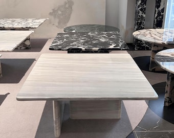 Tavolino da caffè quadrato di lusso - Marmo bianco italiano naturale, stile minimalista moderno
